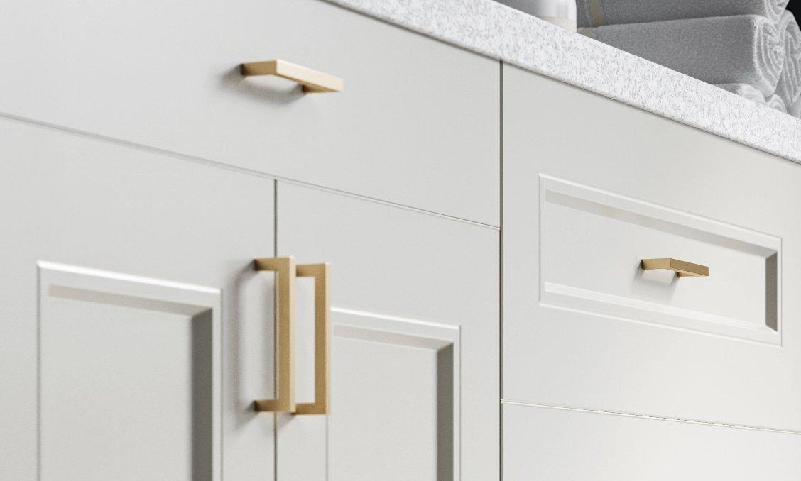 closeup image of cabinet doors with handles